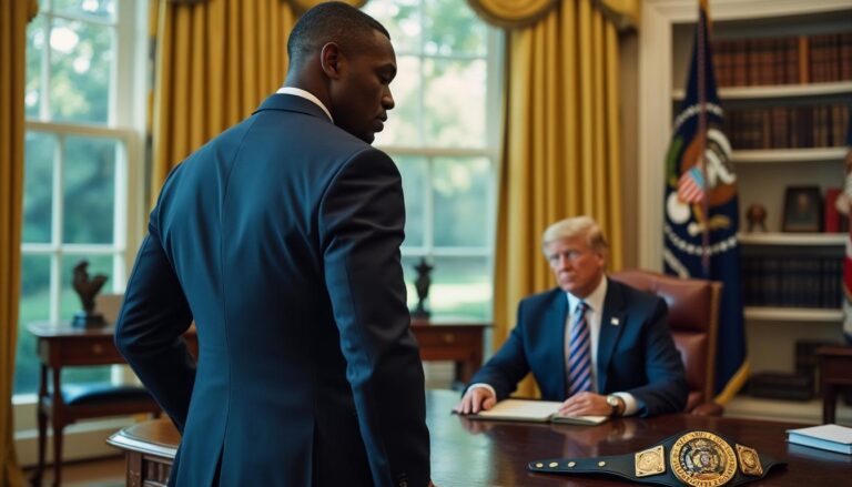 le champion mma vendéen ciryl gane fait une apparition exceptionnelle au bureau ovale pour une rencontre exclusive avec le président américain, un moment inédit mêlant sport et diplomatie.