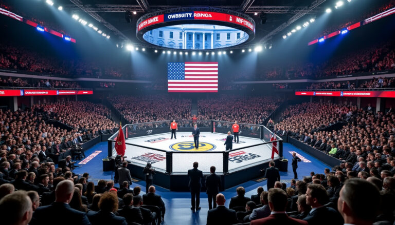 donald trump fêtera ses 80 ans dans une arène de mma géante spécialement installée à la maison blanche, une célébration insolite rapportée par lci.