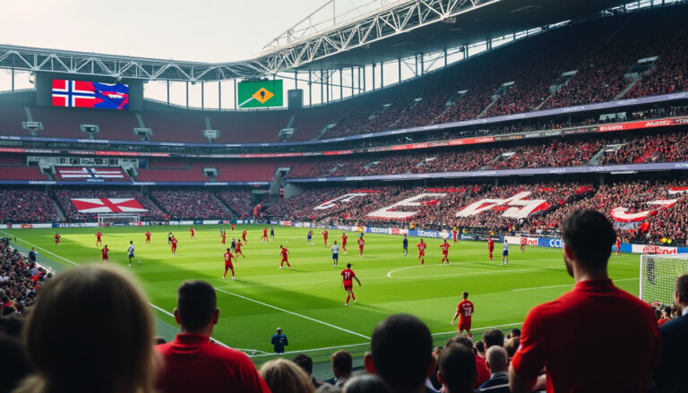 suivez en direct le match norvège - angleterre et découvrez comment erling haaland, héros contre le brésil, s'apprête à affronter ses compatriotes anglais dans un duel intense.