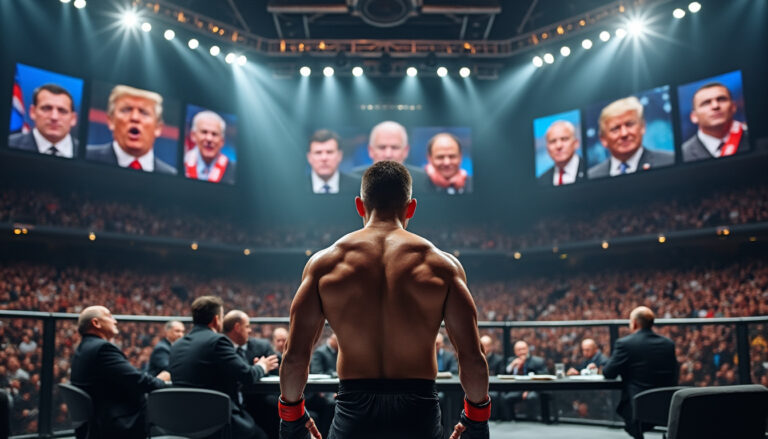analyse de la politique moderne entre combats de mma et fêtes extravagantes à la maison-blanche, questionnant si la politique est devenue un véritable spectacle.