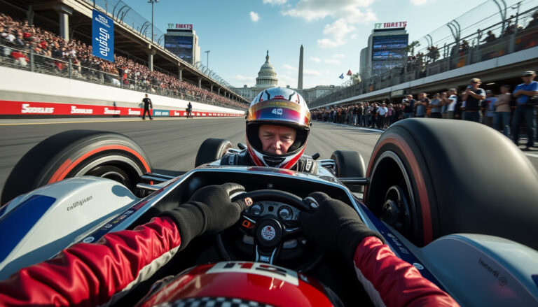 découvrez comment donald trump a fait sensation en participant à une course d’indycar au cœur de washington, mêlant politique et sport dans un événement inédit.