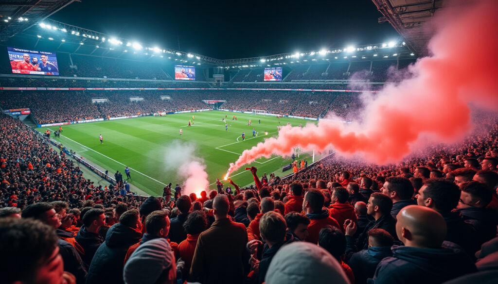 découvrez les incidents survenus lors d'un match de football aux pays-bas, où des supporters ont été blessés suite à des jets de feux d'artifice en plein jeu.